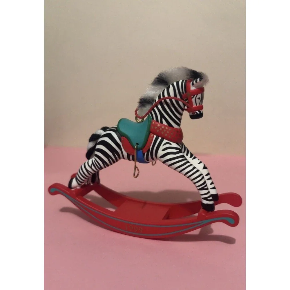 Hallmark Keepsake Ornament 1999 Zebra Fantasy Rocking Horse Linda Sickman